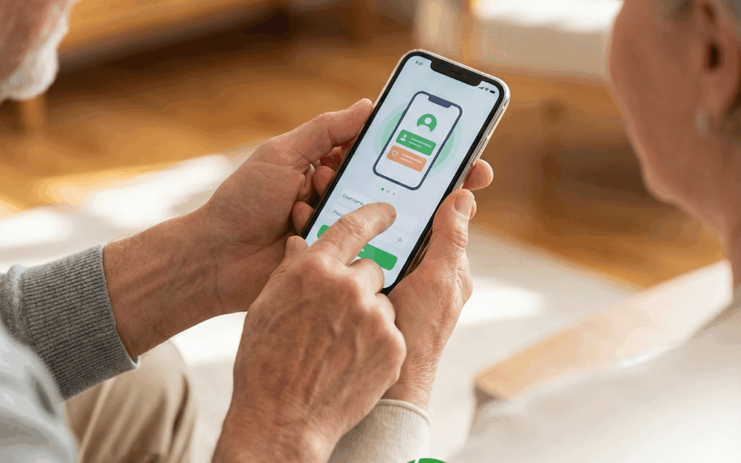 Persona mayor usando un móvil configurado por Java Innovación en Zuera