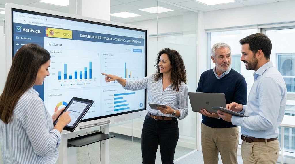 Personas trabajando en la adaptación a Verifactu 2027 con apoyo tecnológico de Java Innovación en Zuera.