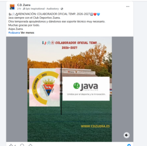 JAVA Innovación colaborador oficial del C.D. Zuera temporada 2026-2027