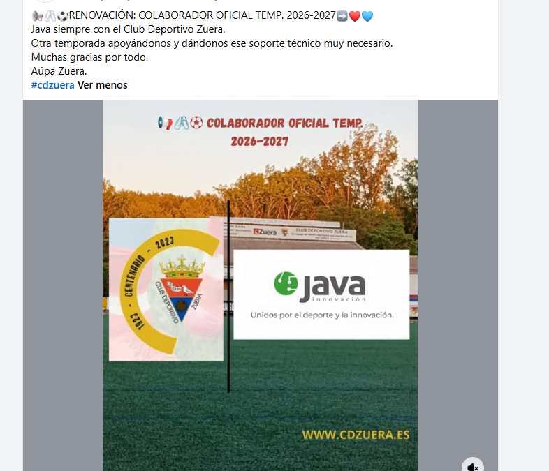 JAVA Innovación colaborador oficial del C.D. Zuera temporada 2026-2027