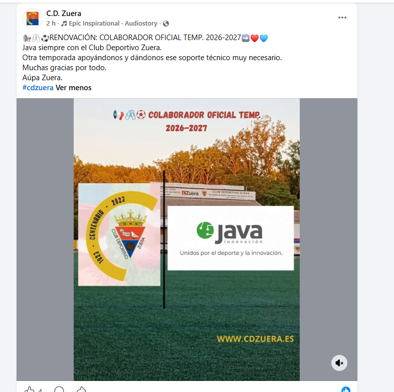 JAVA Innovación colaborador oficial del C.D. Zuera temporada 2026-2027