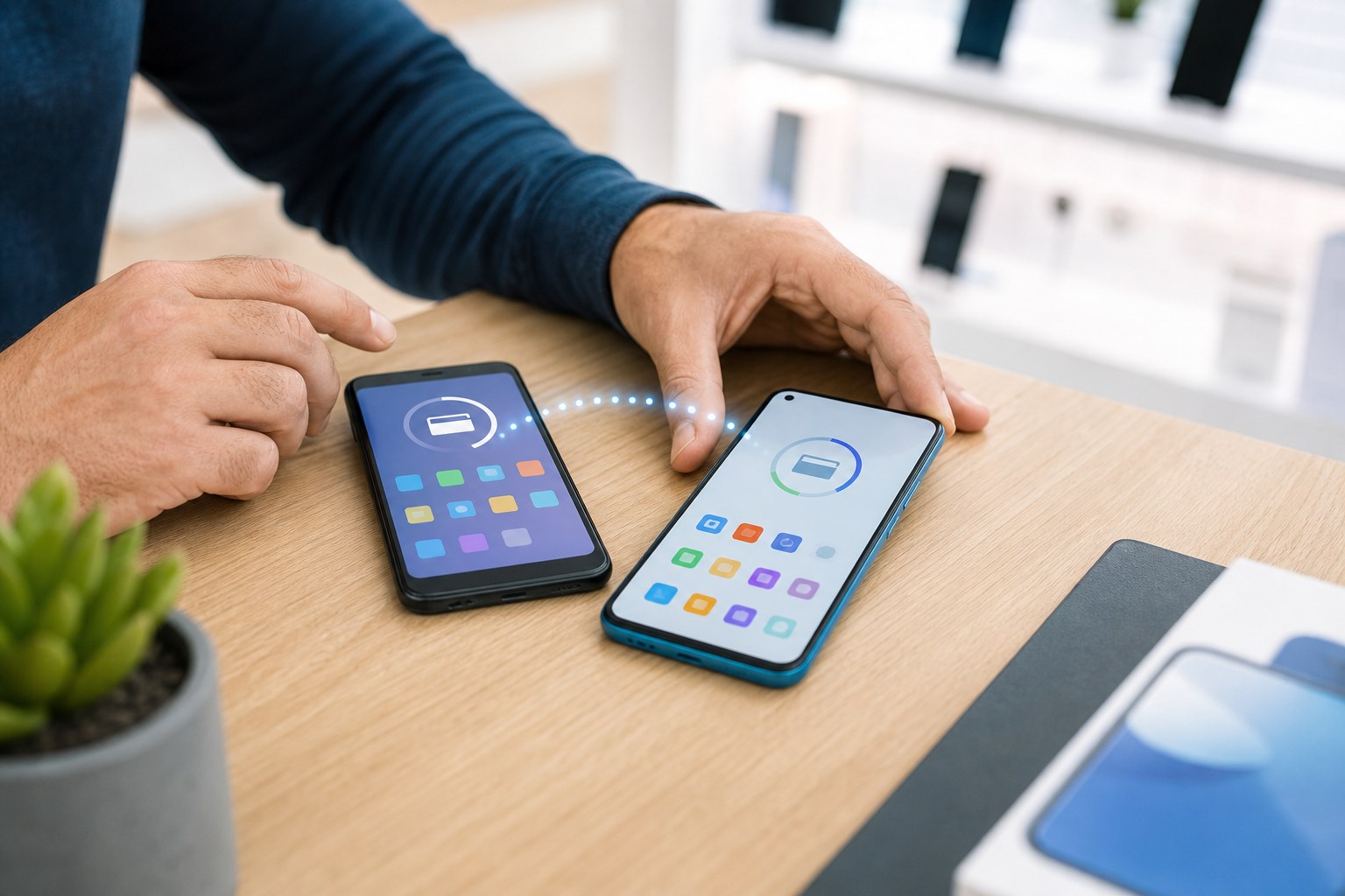 Servicio de configuración y traspaso de datos entre teléfonos móviles