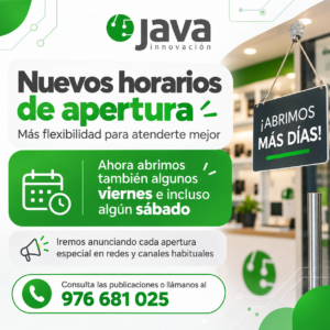 JAVA Innovación anuncia aperturas especiales algunos viernes y sábados