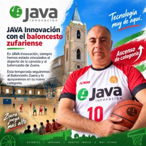 JAVA Innovación con el baloncesto zufariense: cartel de apoyo al CB Zuera en su nueva categoría